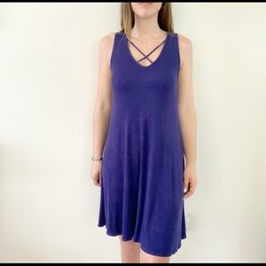 'Loungin' Acid Wash Criss across V Neck Dress